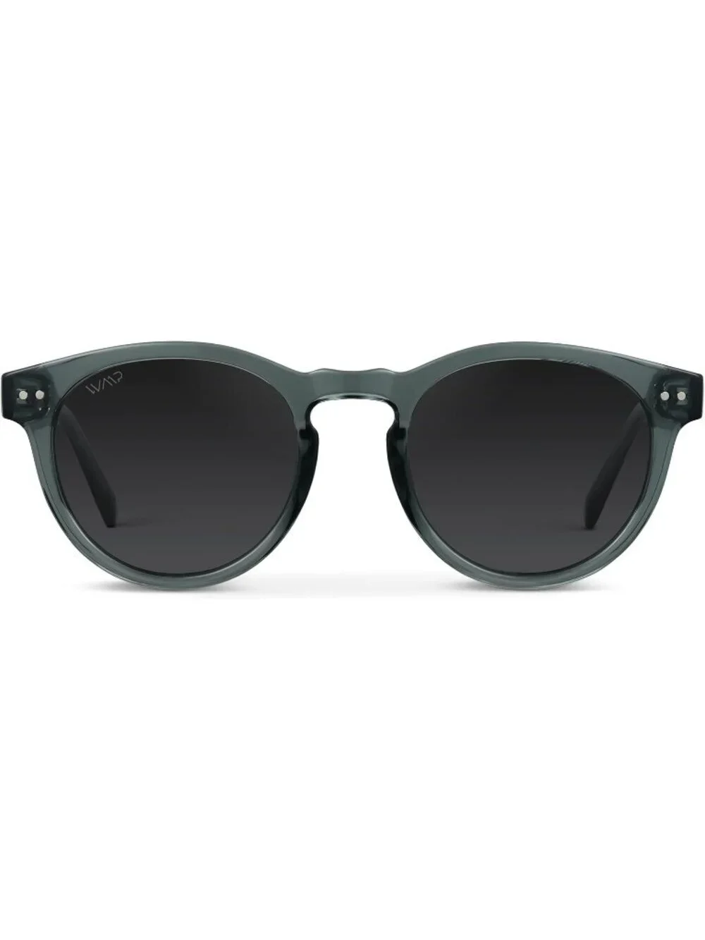 Women's Crystal Blue Frame Smoke Glasses Round Polarized Retro Wear Protection